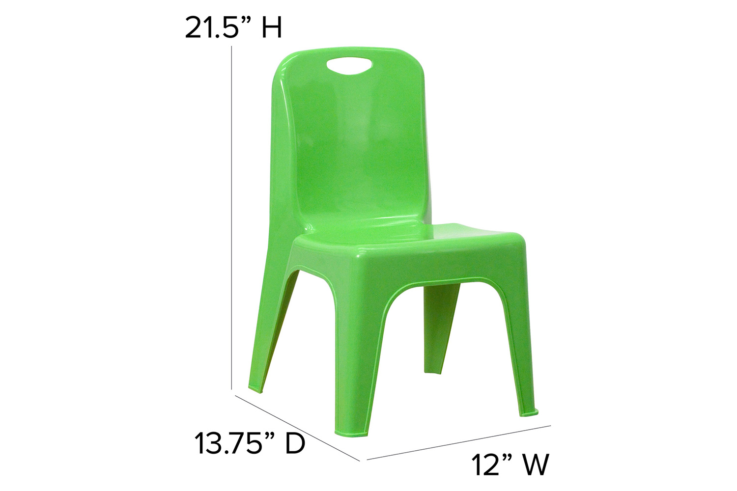 BLNK Whitney Plastic Stackable School Chair 4 Pack - Green, 11"H Seat