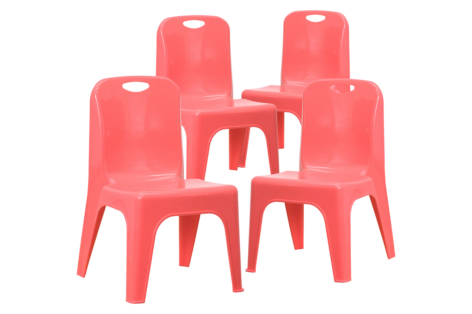 BLNK Whitney Plastic Stackable School Chair 4 Pack - Red, 11"H Seat