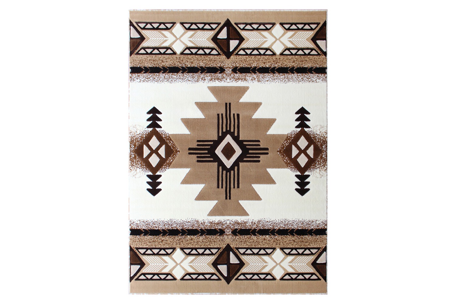 BLNK Mohave Collection Southwestern Style Olefin Traditional Area Rug with Jute Backing - Ivory, 5'W x 7'L