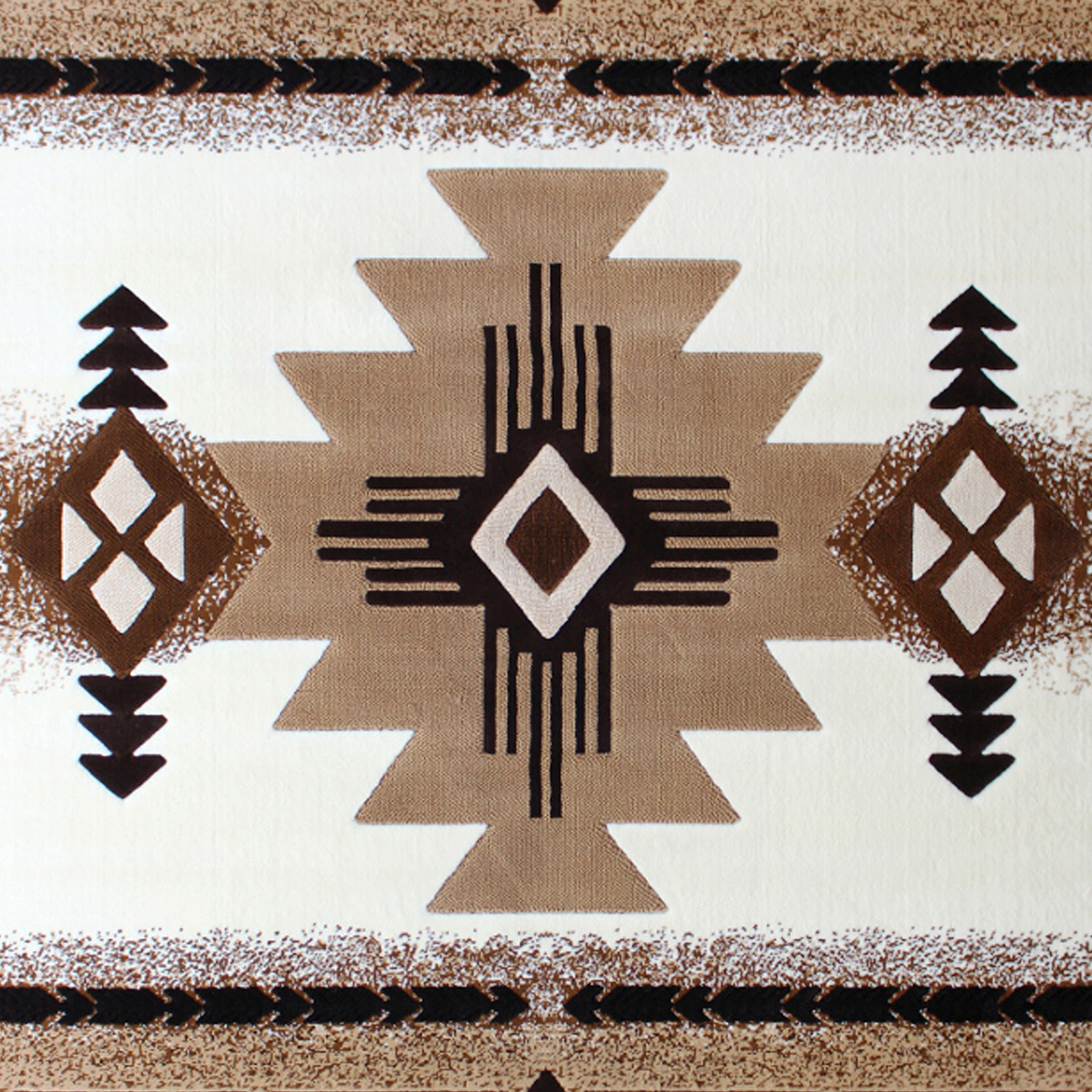 BLNK Mohave Collection Southwestern Style Olefin Traditional Area Rug with Jute Backing - Ivory, 5'W x 7'L