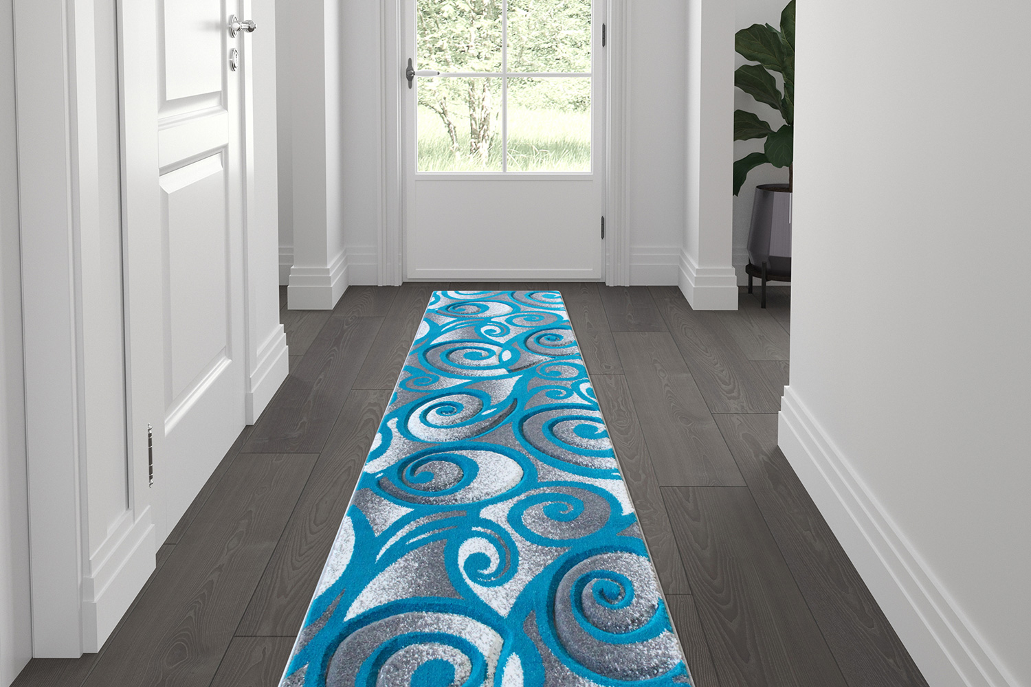 BLNK - Willow Collection Modern Olefin High-Low Pile Swirled Area Rug