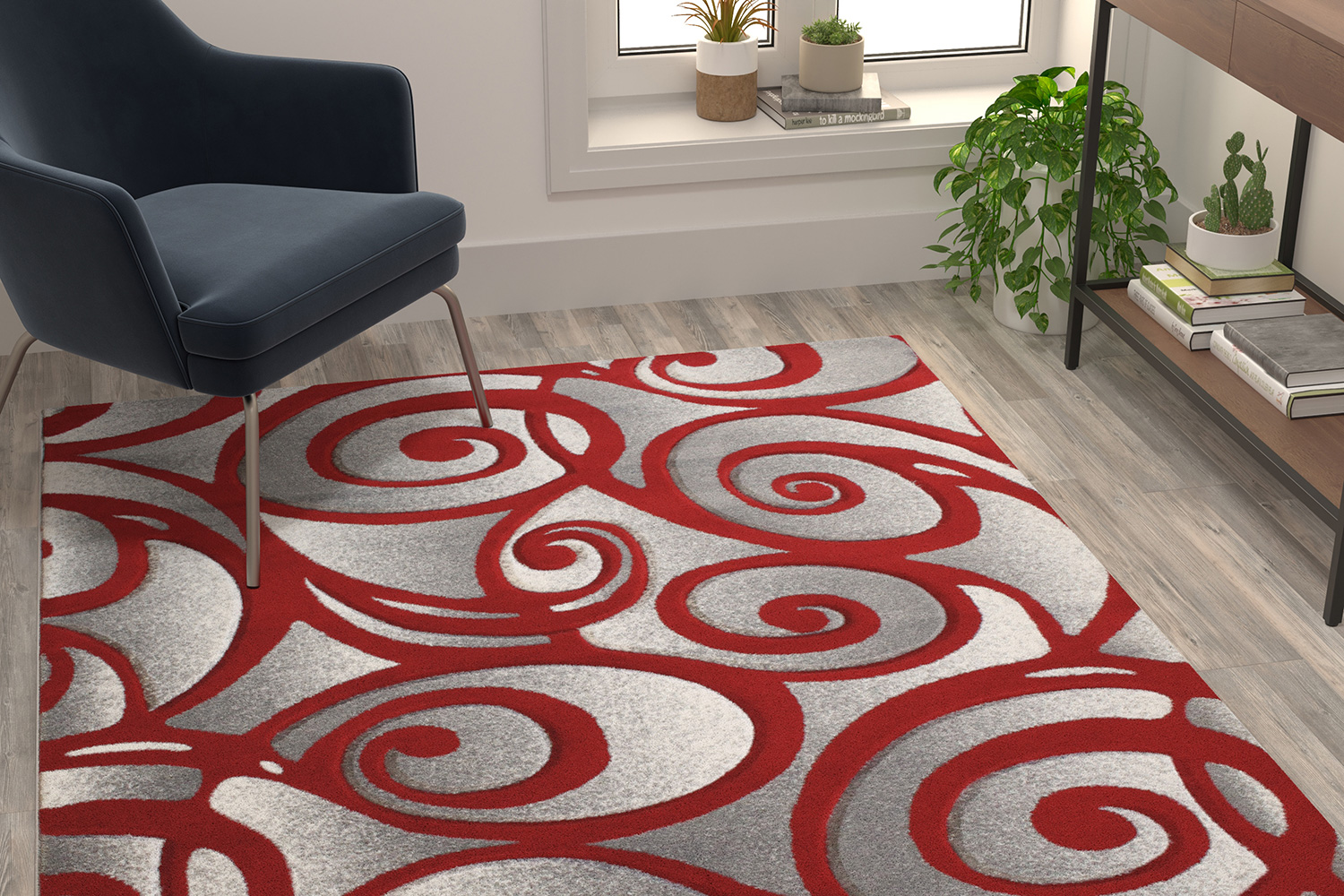 BLNK - Willow Collection Modern Olefin High-Low Pile Swirled Area Rug