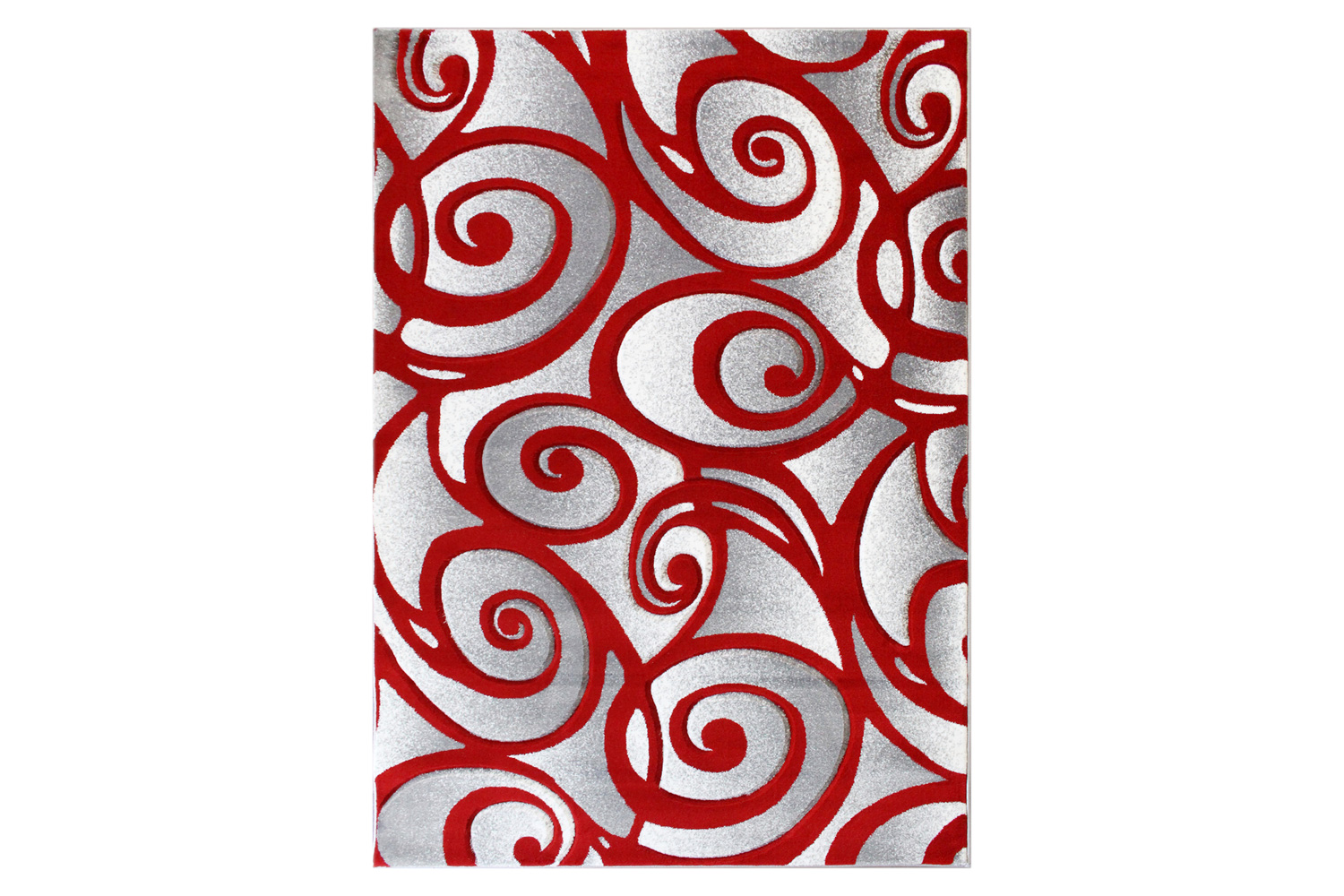 BLNK Willow Collection Modern Olefin High-Low Pile Swirled Area Rug - Red, 5'W x 7'L