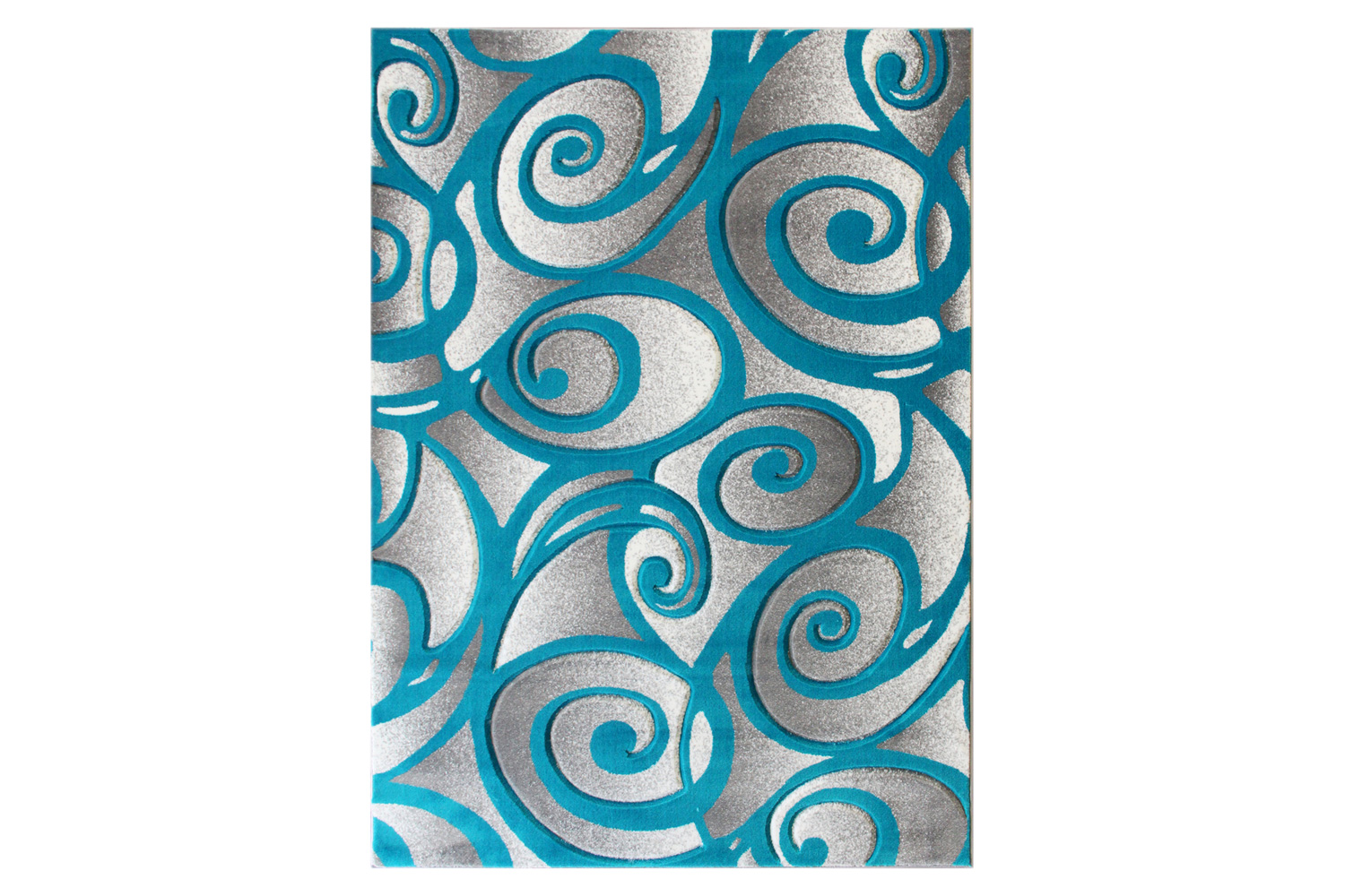 BLNK Willow Collection Modern Olefin High-Low Pile Swirled Area Rug - Turquoise, 5'W x 7'L