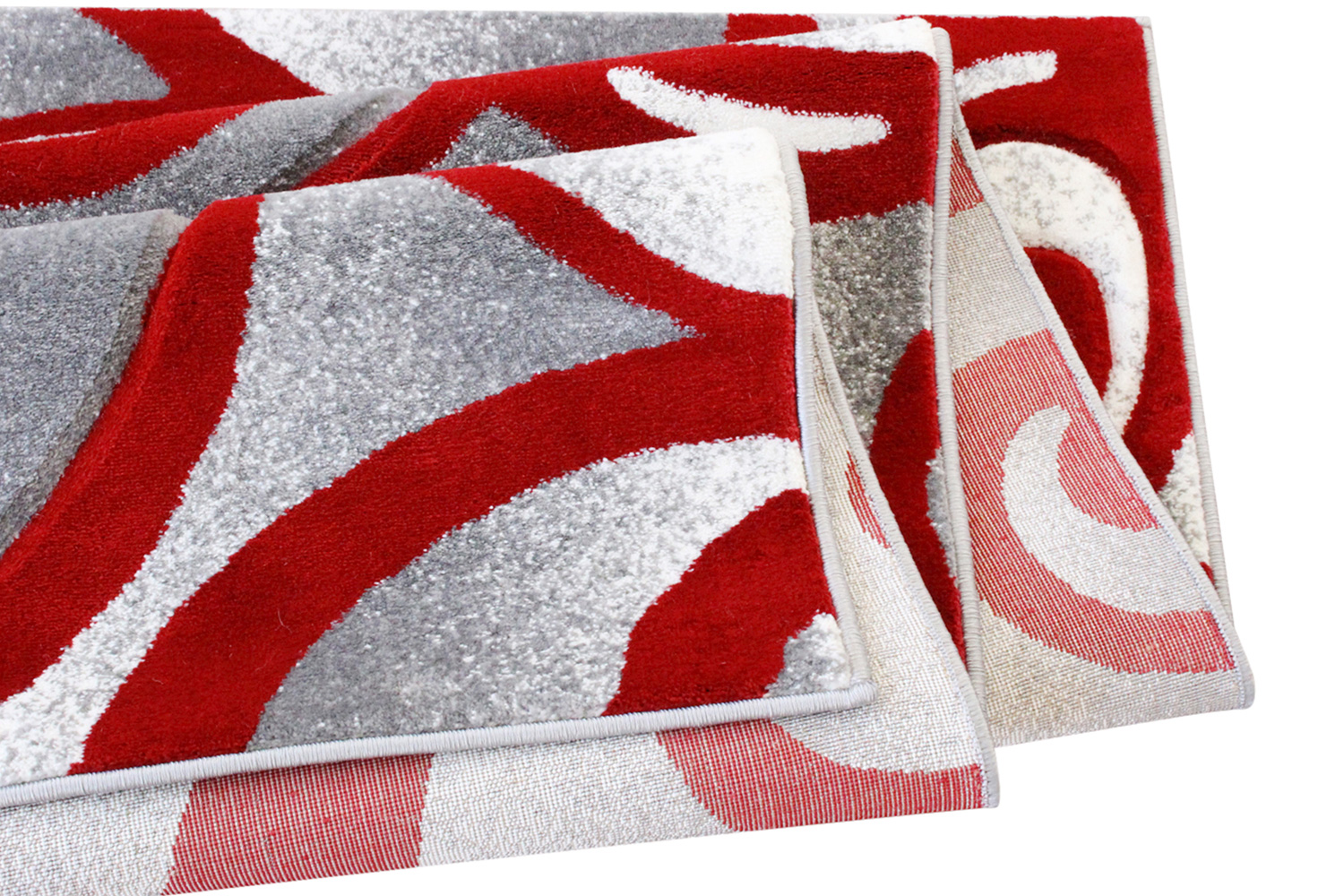 BLNK Willow Collection Modern Olefin High-Low Pile Swirled Area Rug - Red, 8'W x 10'L
