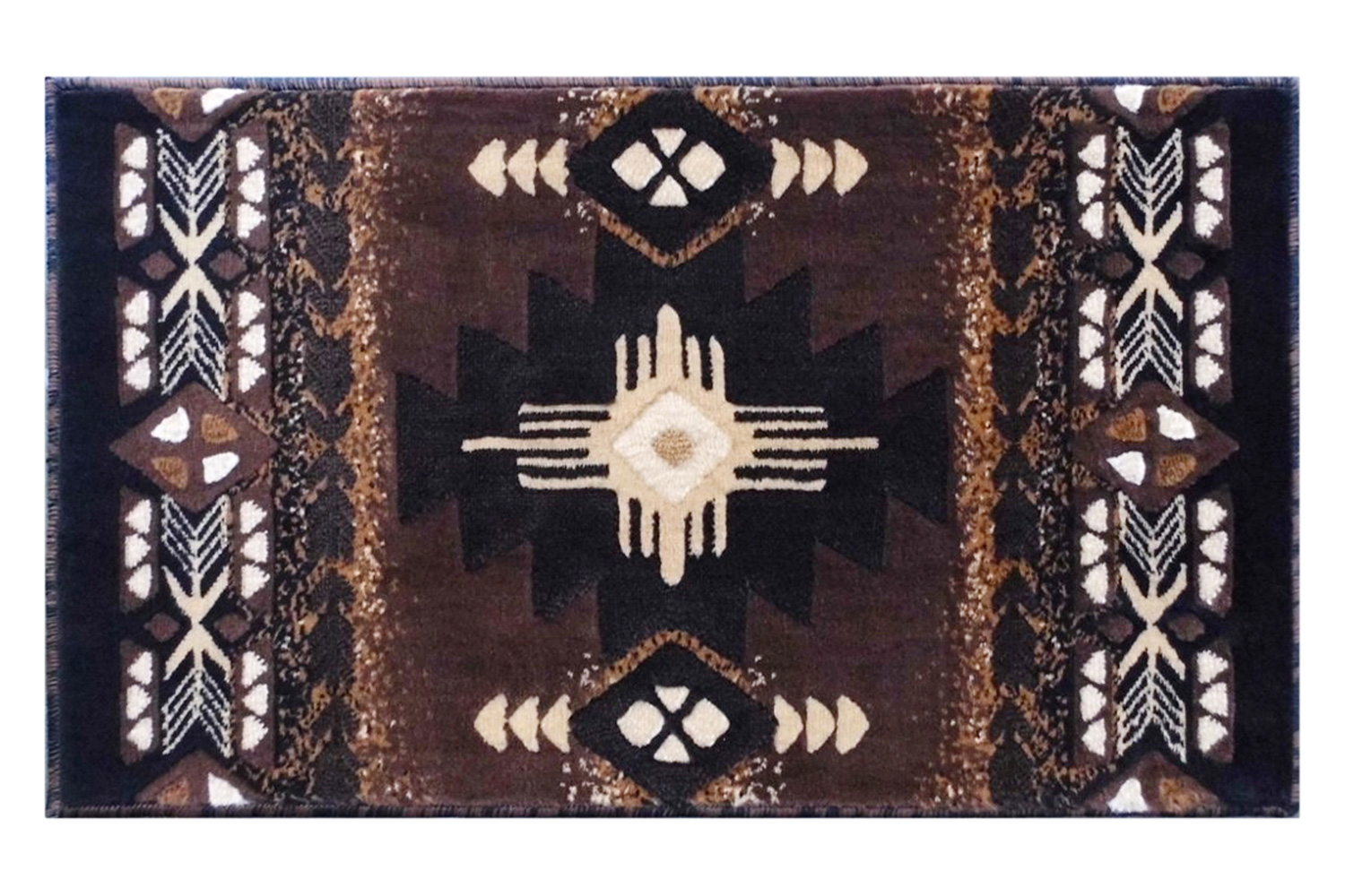 BLNK Mohave Collection Southwestern Style Olefin Traditional Area Rug with Jute Backing - Chocolate, 2'W x 3'L