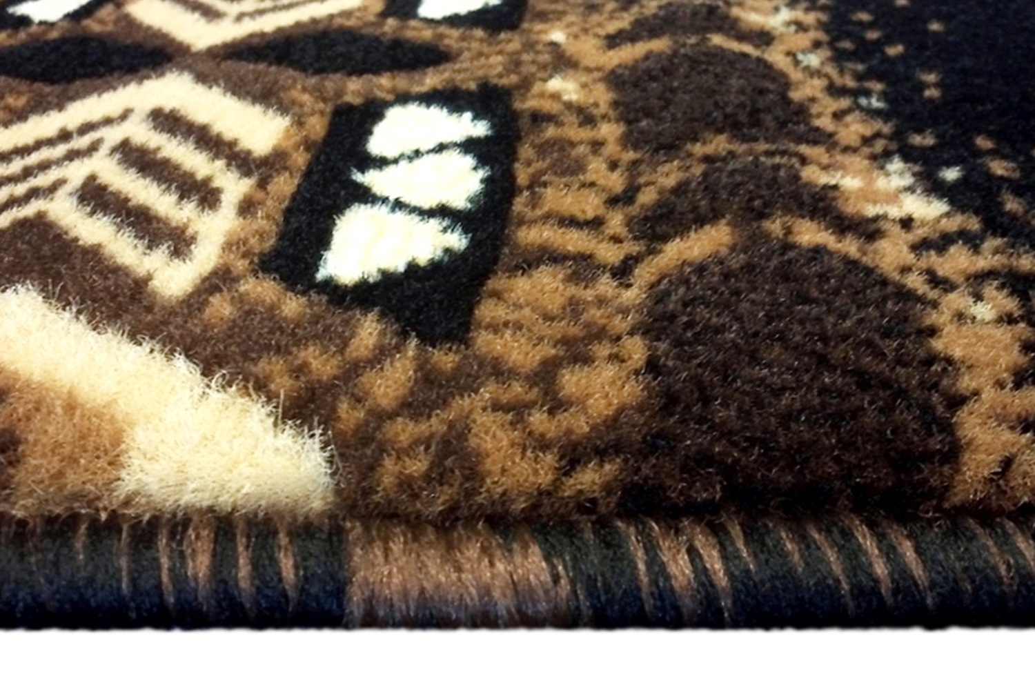 BLNK Mohave Collection Southwestern Style Olefin Traditional Area Rug with Jute Backing - Black, 2'W x 7'L