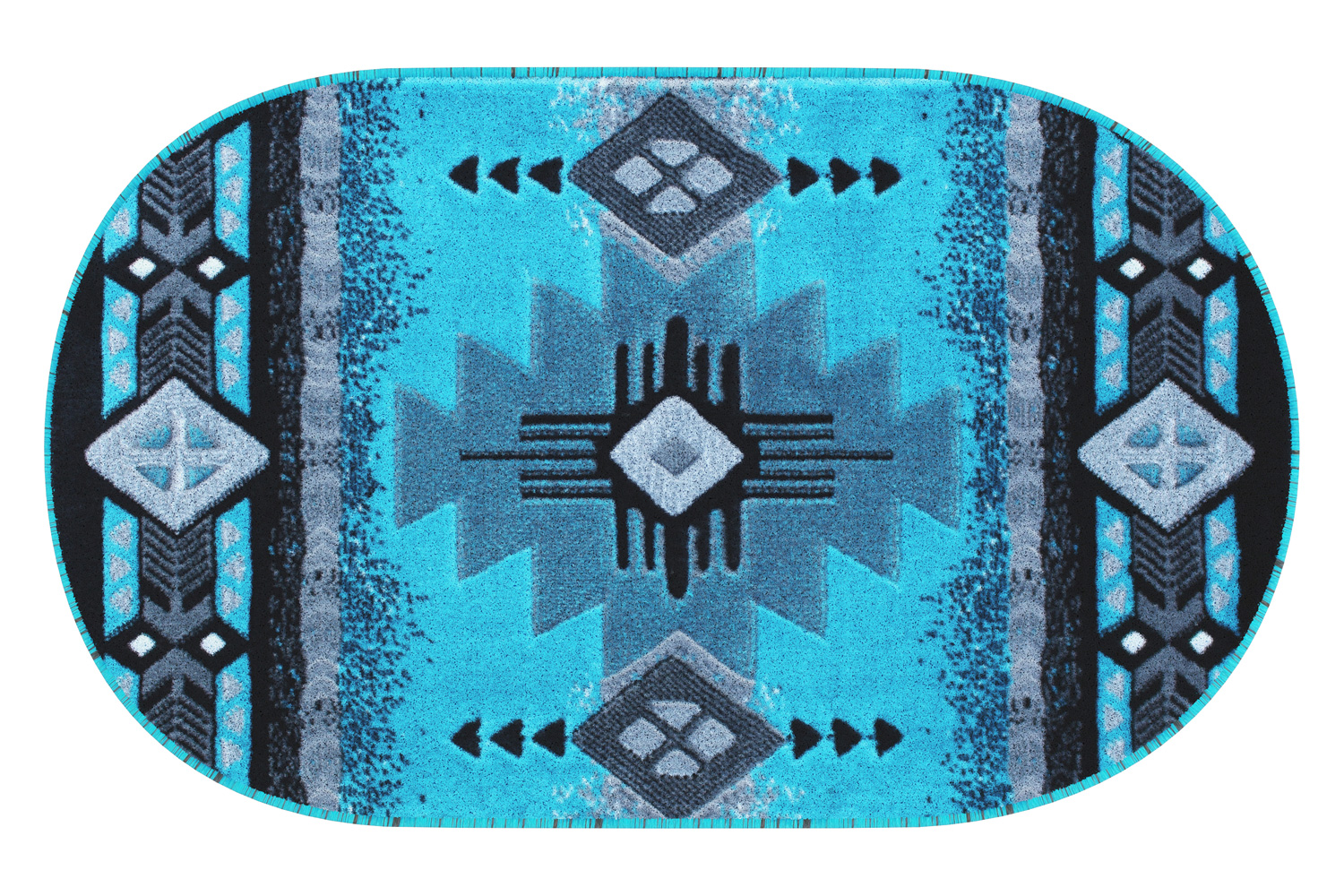 BLNK - Mohave Collection Southwestern Style Oval Olefin Traditional Area Rug with Jute Backing