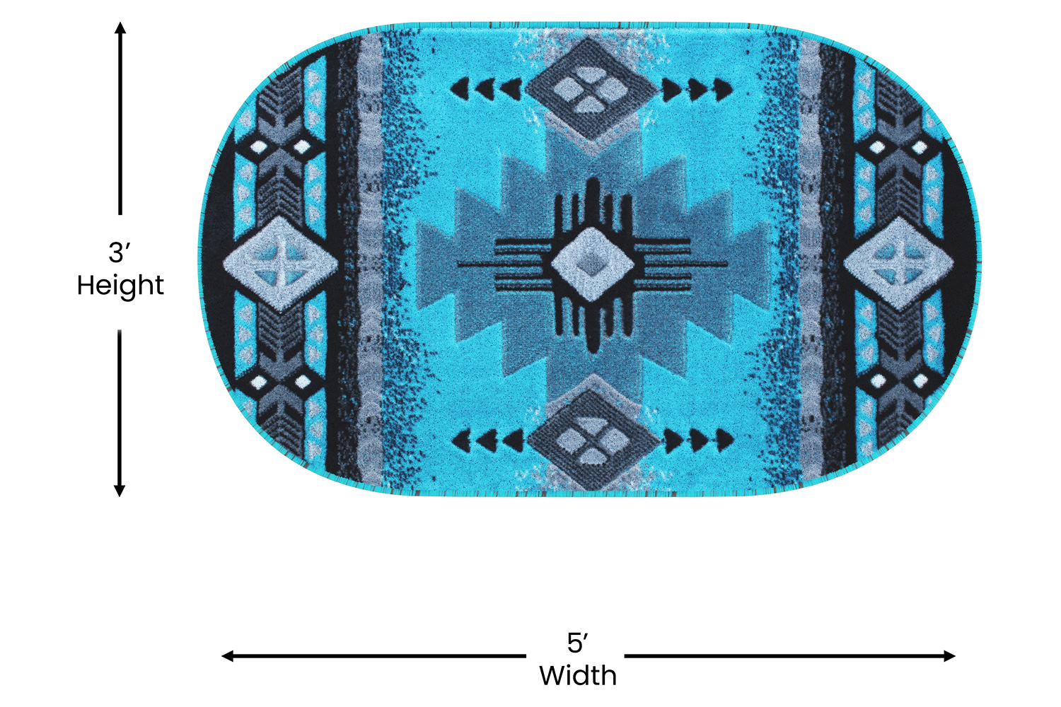 BLNK - Mohave Collection Southwestern Style Oval Olefin Traditional Area Rug with Jute Backing