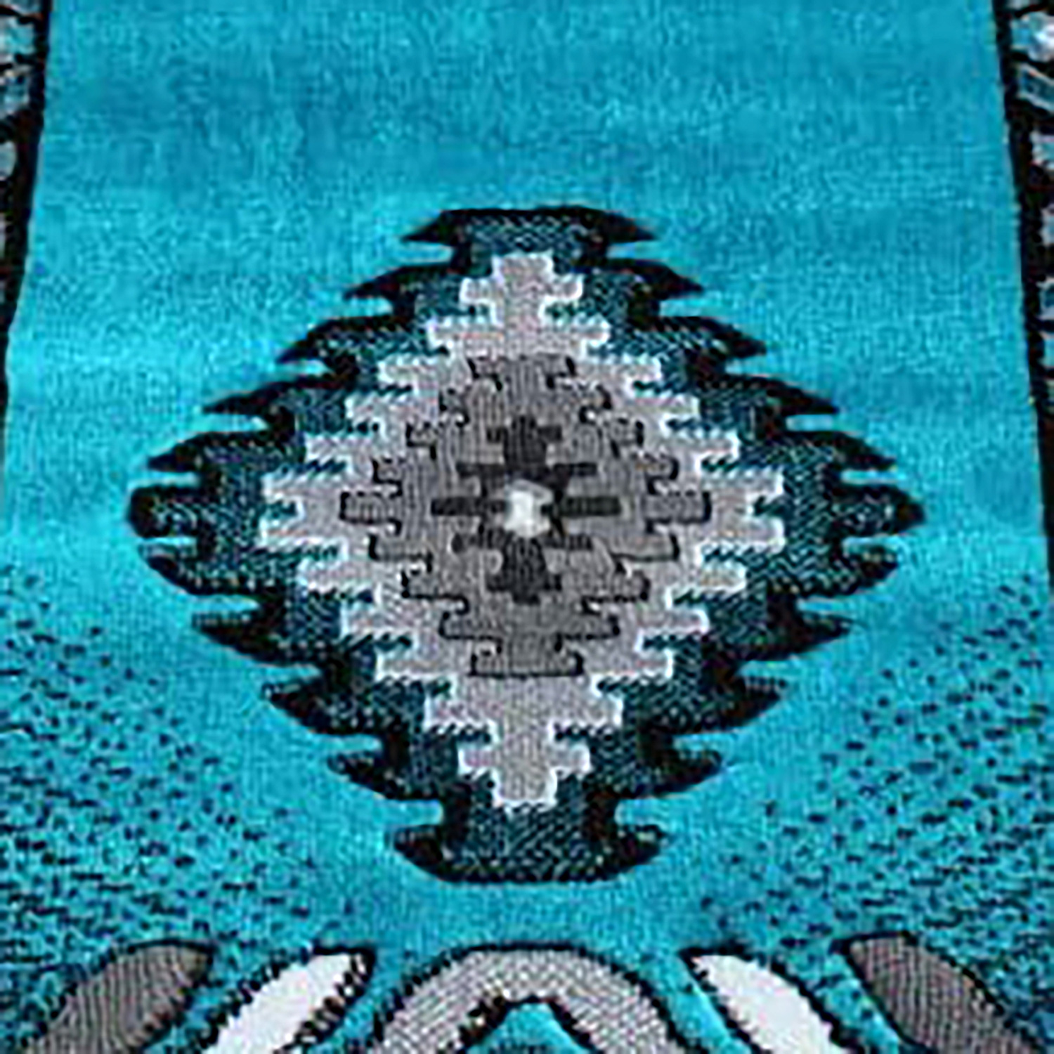 BLNK Ventana Collection Southwest Olefin Area Rug with Jute Backing - Turquoise, 2'W x 10'L
