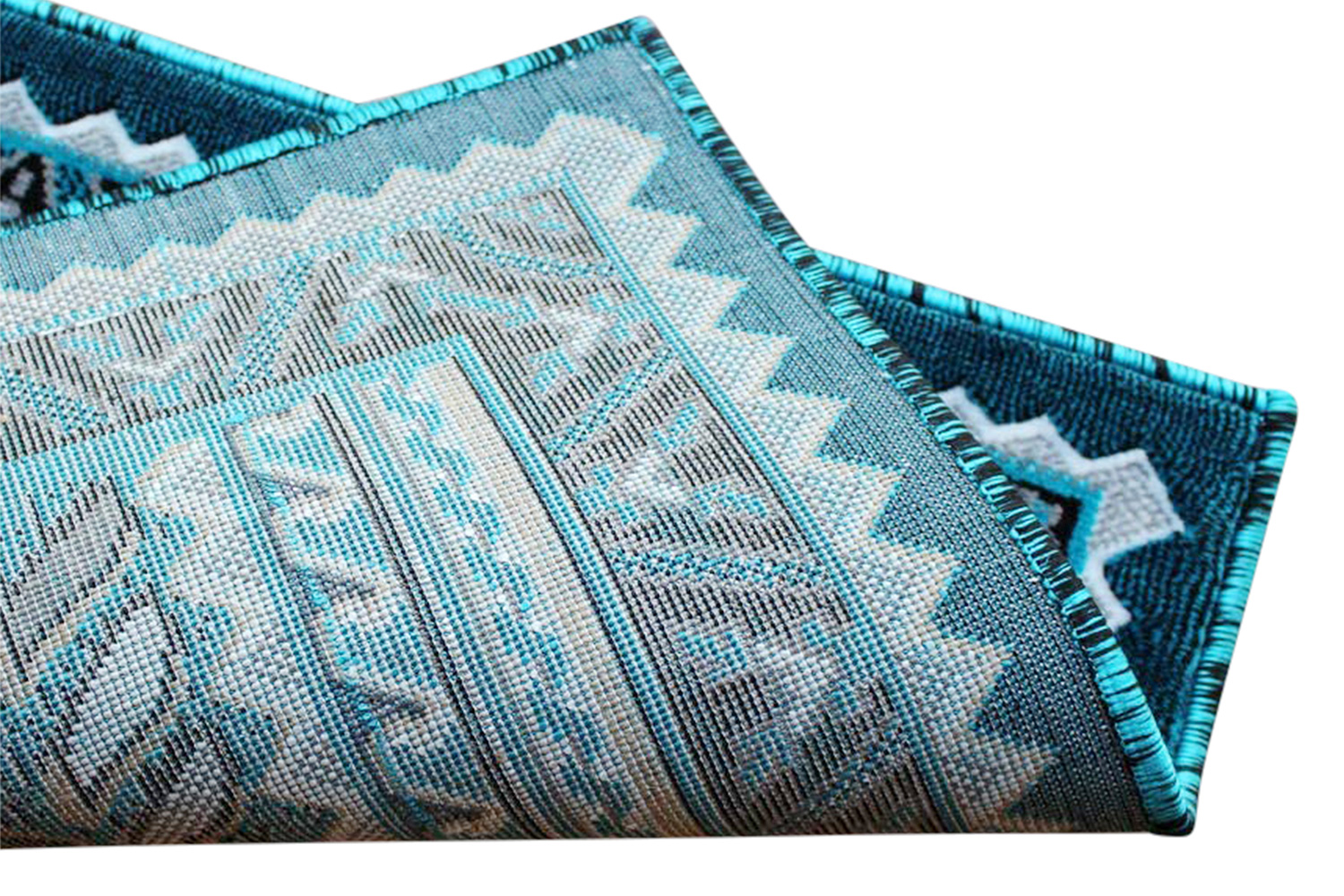 BLNK Ventana Collection Southwest Olefin Area Rug with Jute Backing - Turquoise, 2'W x 3'L