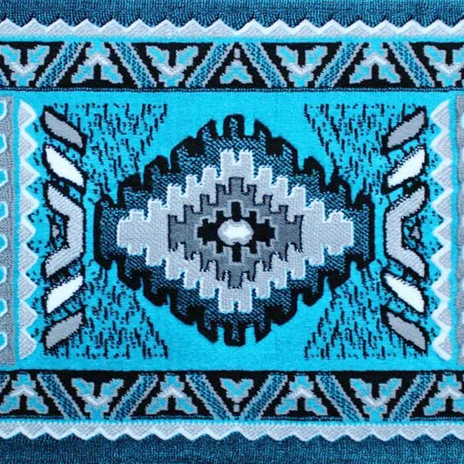 BLNK Ventana Collection Southwest Olefin Area Rug with Jute Backing - Turquoise, 2'W x 3'L
