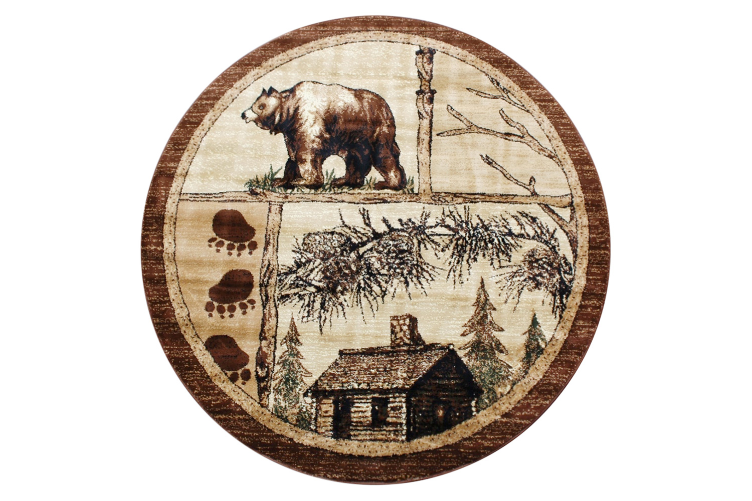 BLNK Vale Collection Olefin Rustic Wildlife Themed Area Rug with Jute Backing - 6'W x 6'L