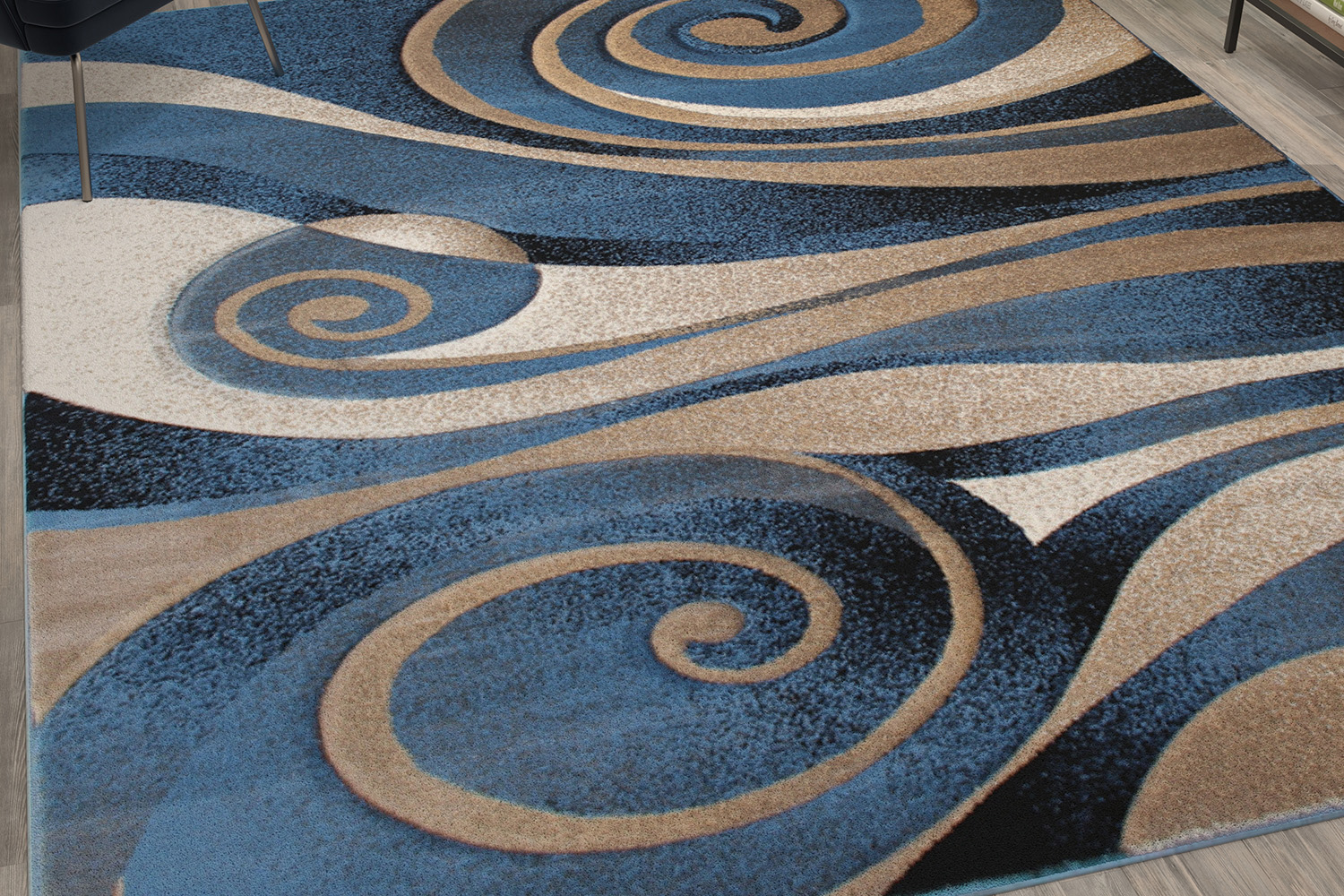 BLNK - Coterie Collection Modern Olefin Circular Patterned Indoor Area Rug with Jute Backing