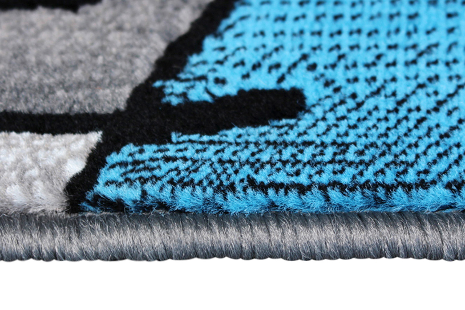 BLNK Jubilee Collection Abstract Olefin Pattern Area Rug with Jute Backing - Blue, 2'W x 3'L