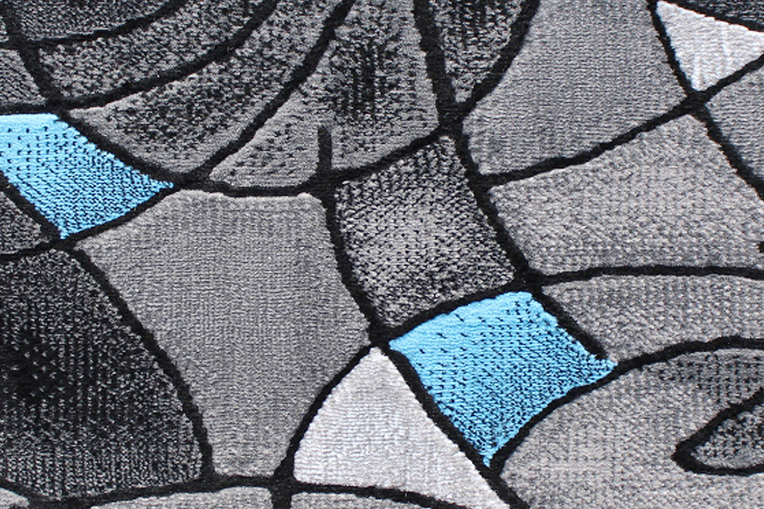 BLNK Jubilee Collection Abstract Olefin Pattern Area Rug with Jute Backing - Blue, 2'W x 3'L