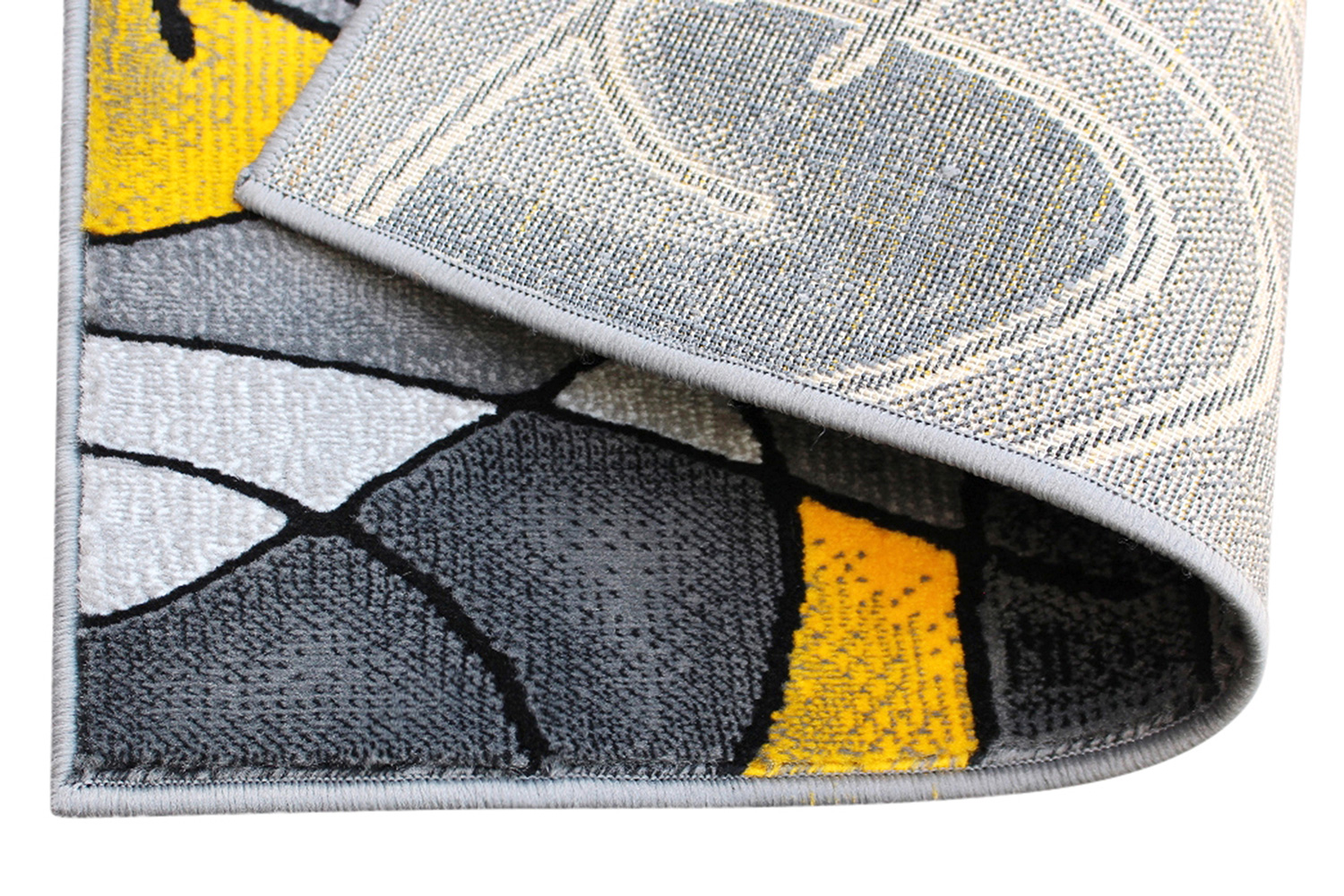 BLNK Jubilee Collection Abstract Olefin Pattern Area Rug with Jute Backing - Yellow, 2'W x 3'L