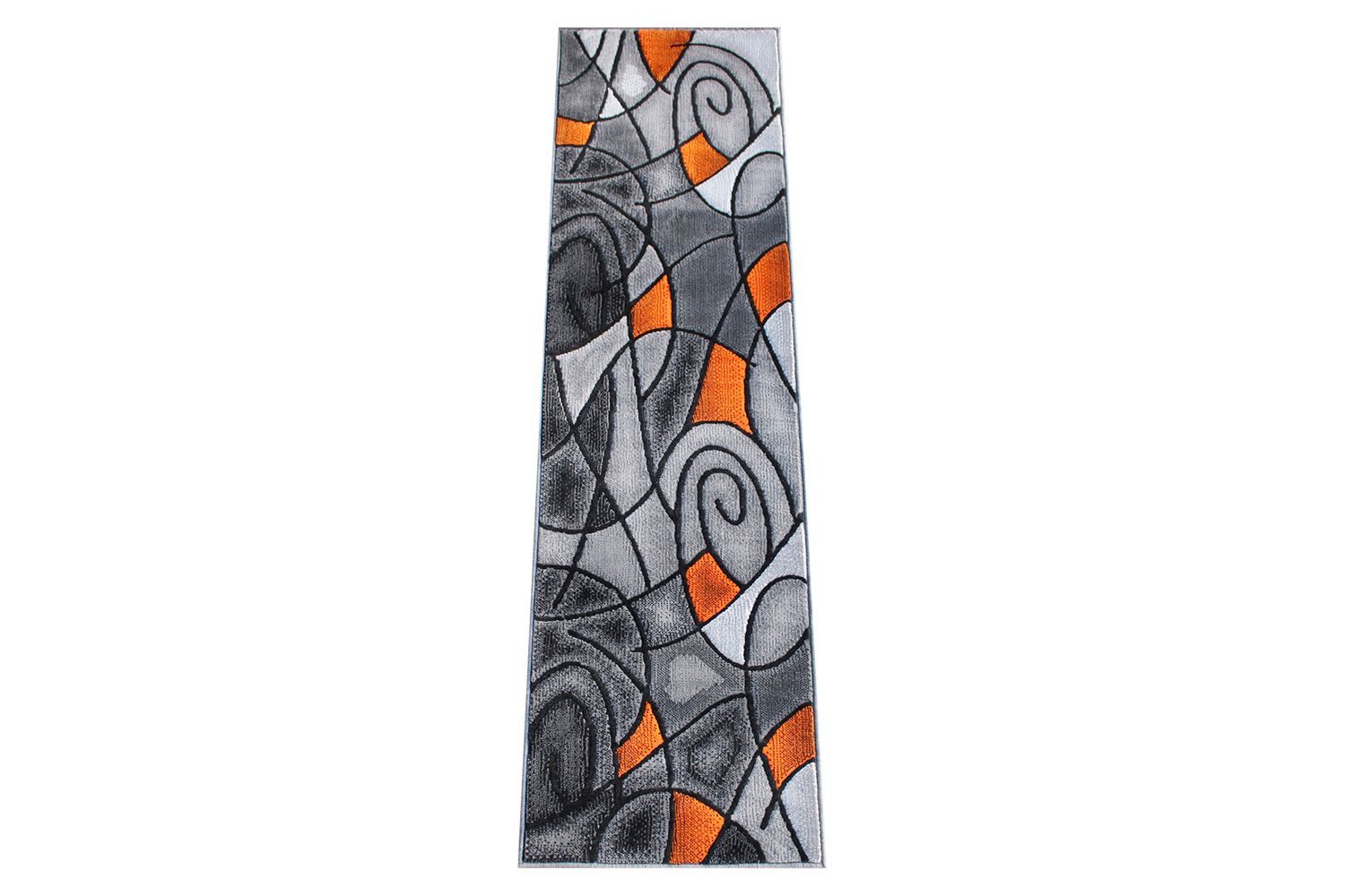 BLNK Jubilee Collection Abstract Olefin Area Rug with Jute Backing - Orange, 2'W x 7'L