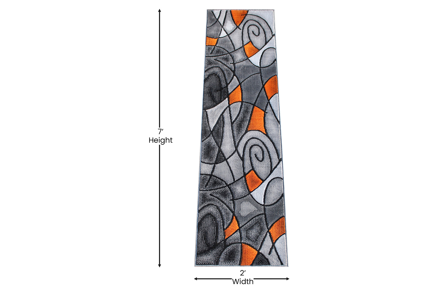 BLNK Jubilee Collection Abstract Olefin Area Rug with Jute Backing - Orange, 2'W x 7'L