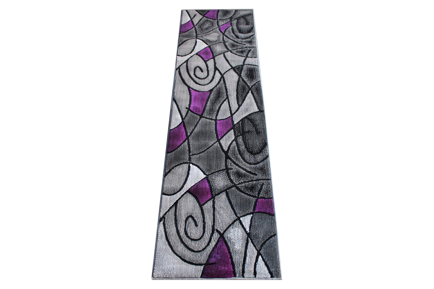 BLNK Jubilee Collection Abstract Olefin Area Rug with Jute Backing - Purple, 2'W x 7'L