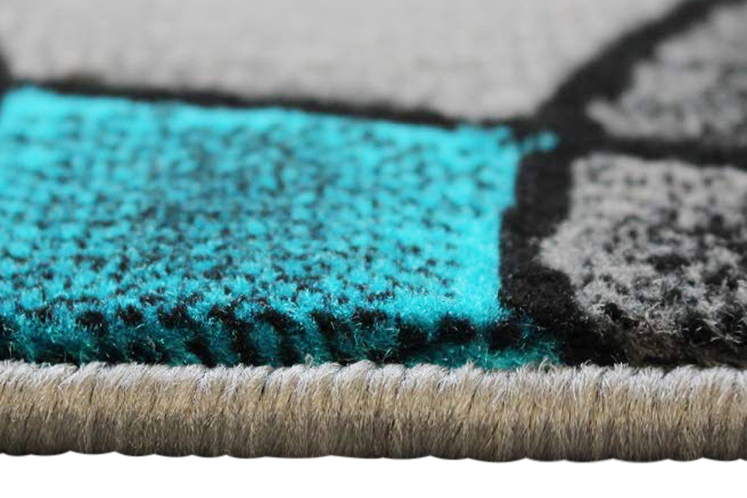 BLNK Jubilee Collection Abstract Olefin Area Rug with Jute Backing - Turquoise, 2'W x 7'L