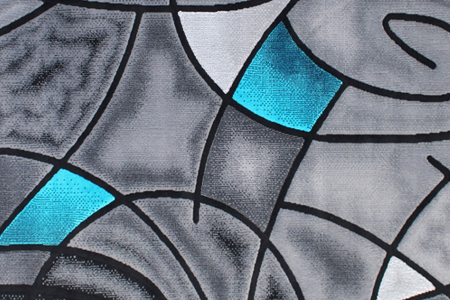 BLNK Jubilee Collection Abstract Olefin Area Rug with Jute Backing - Turquoise, 6'W x 9'L