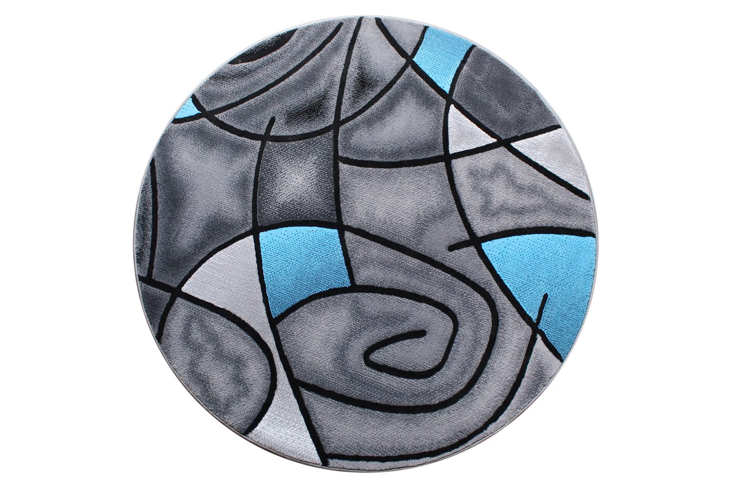 BLNK Jubilee Collection Style 1 Abstract Round Olefin Area Rug with Jute Backing - Red, 7'W x 7'L
