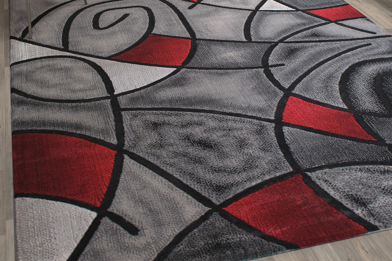BLNK Jubilee Collection Abstract Olefin Area Rug with Jute Backing - Red, 8'W x 10'L
