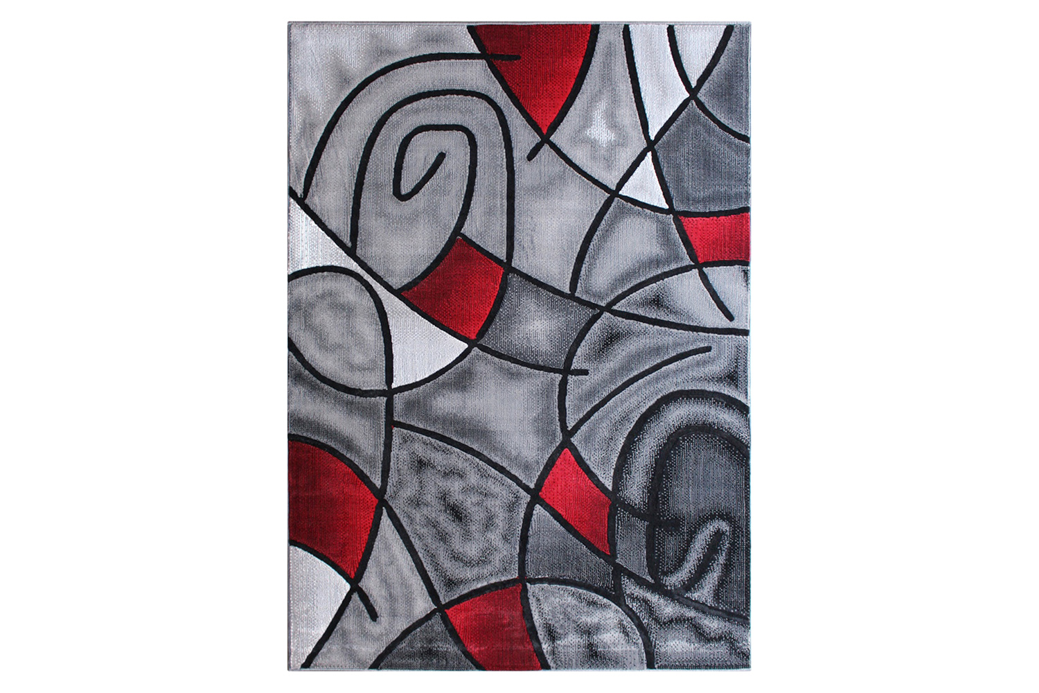 BLNK Jubilee Collection Abstract Olefin Area Rug with Jute Backing - Red, 8'W x 10'L