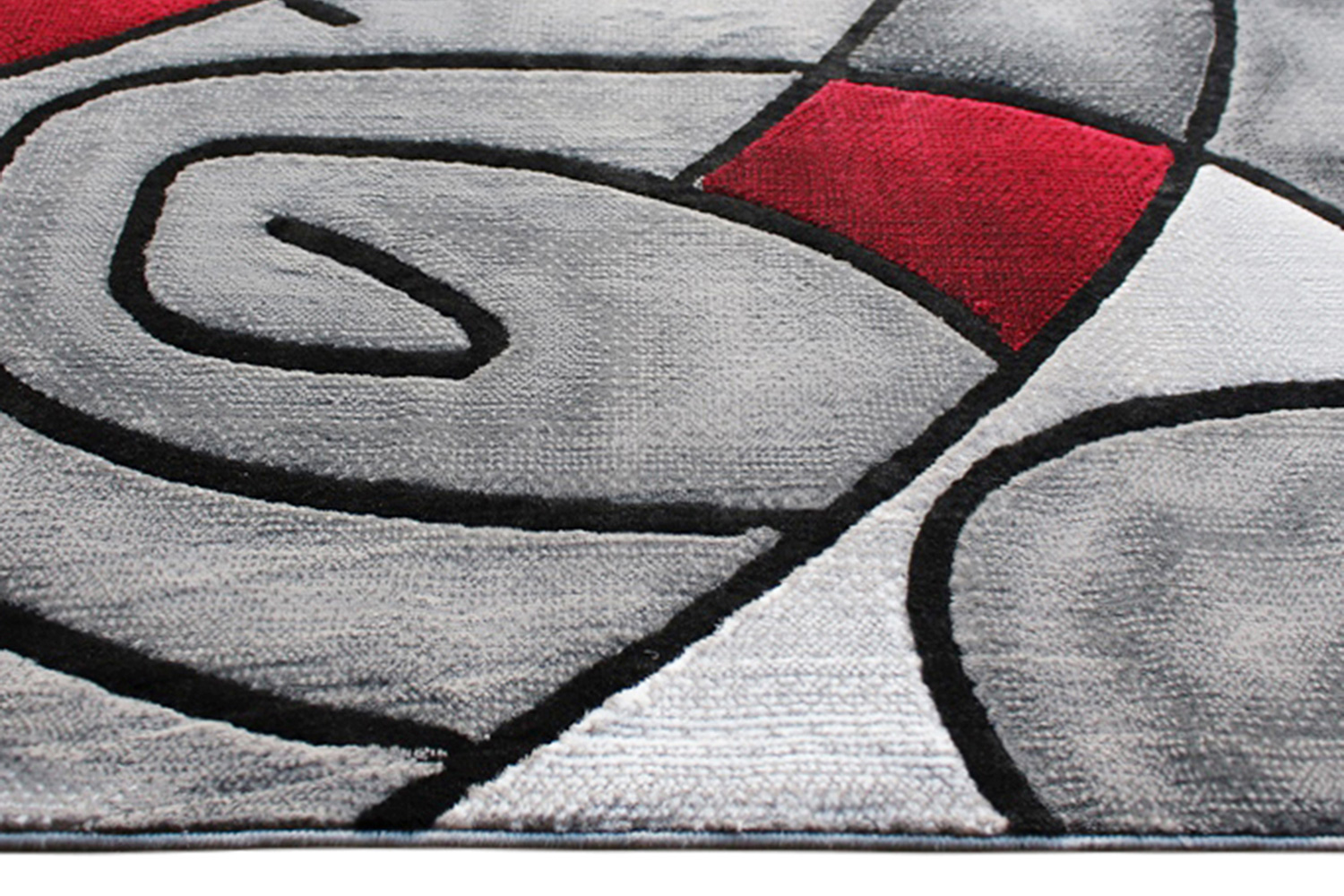 BLNK Jubilee Collection Abstract Olefin Area Rug with Jute Backing - Red, 8'W x 10'L