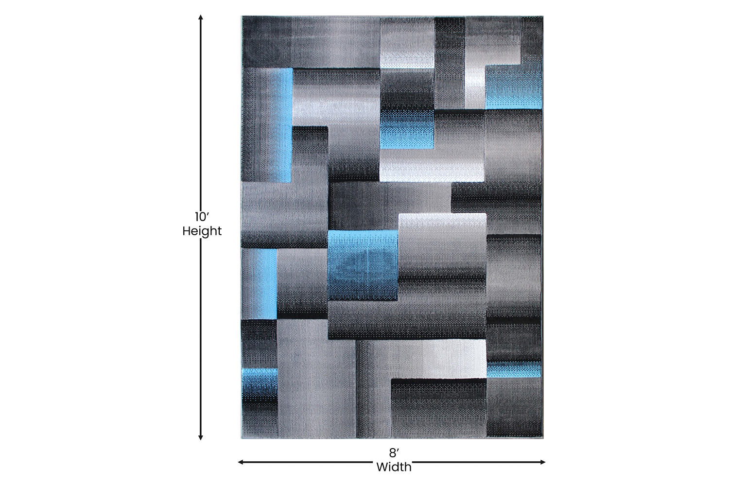 BLNK Elio Collection Olefin Color Blocked Area Rug with Jute Backing - Blue, 8'W x 10'L