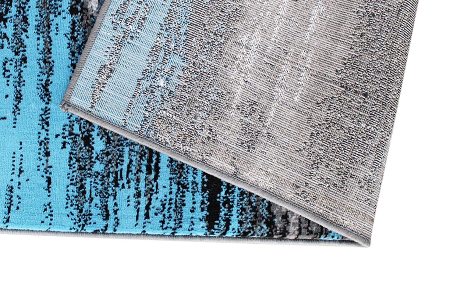 BLNK Rylan Collection Olefin Scraped Design Area Rug with Jute Backing - Blue, 5'W x 7'L