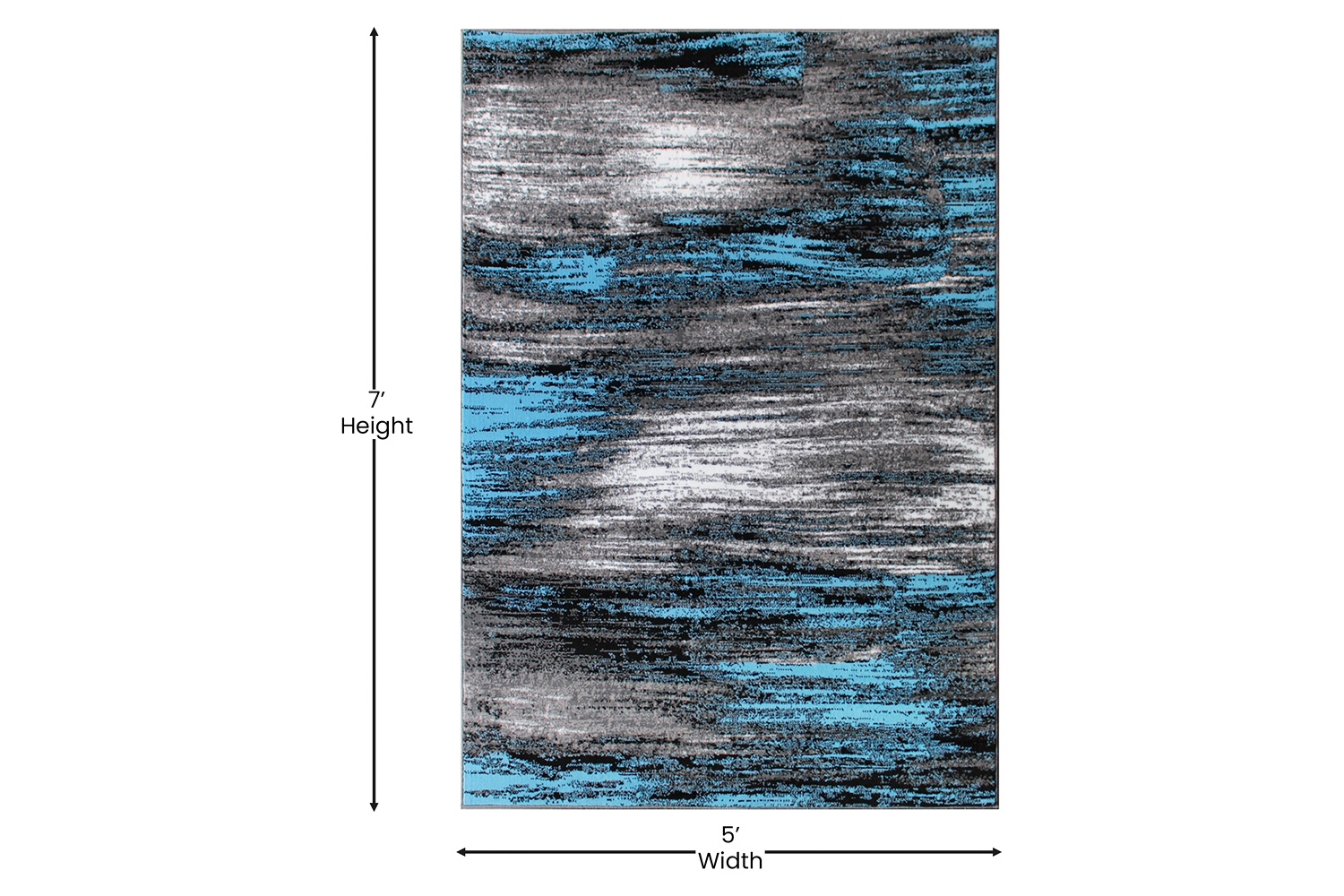 BLNK Rylan Collection Olefin Scraped Design Area Rug with Jute Backing - Blue, 5'W x 7'L