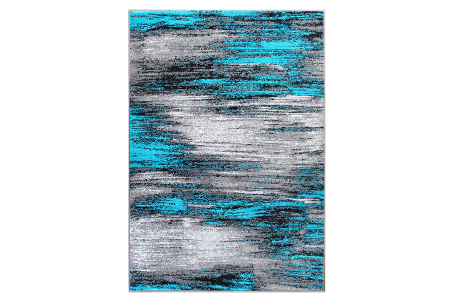 BLNK Rylan Collection Olefin Scraped Design Area Rug with Jute Backing - Turquoise, 5'W x 7'L