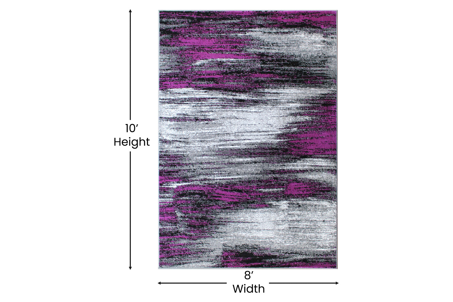 BLNK Rylan Collection Olefin Scraped Design Area Rug with Jute Backing - Purple, 8'W x 10'L
