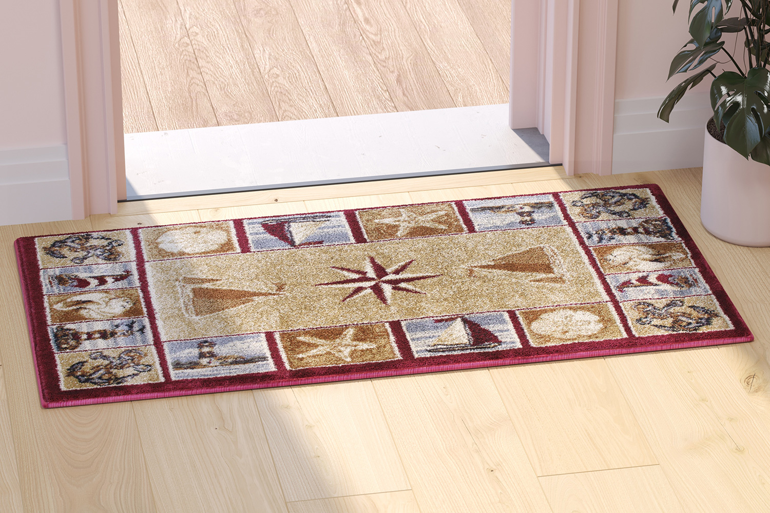 BLNK - Inis Collection Nautical Area Rug with Jute Backing