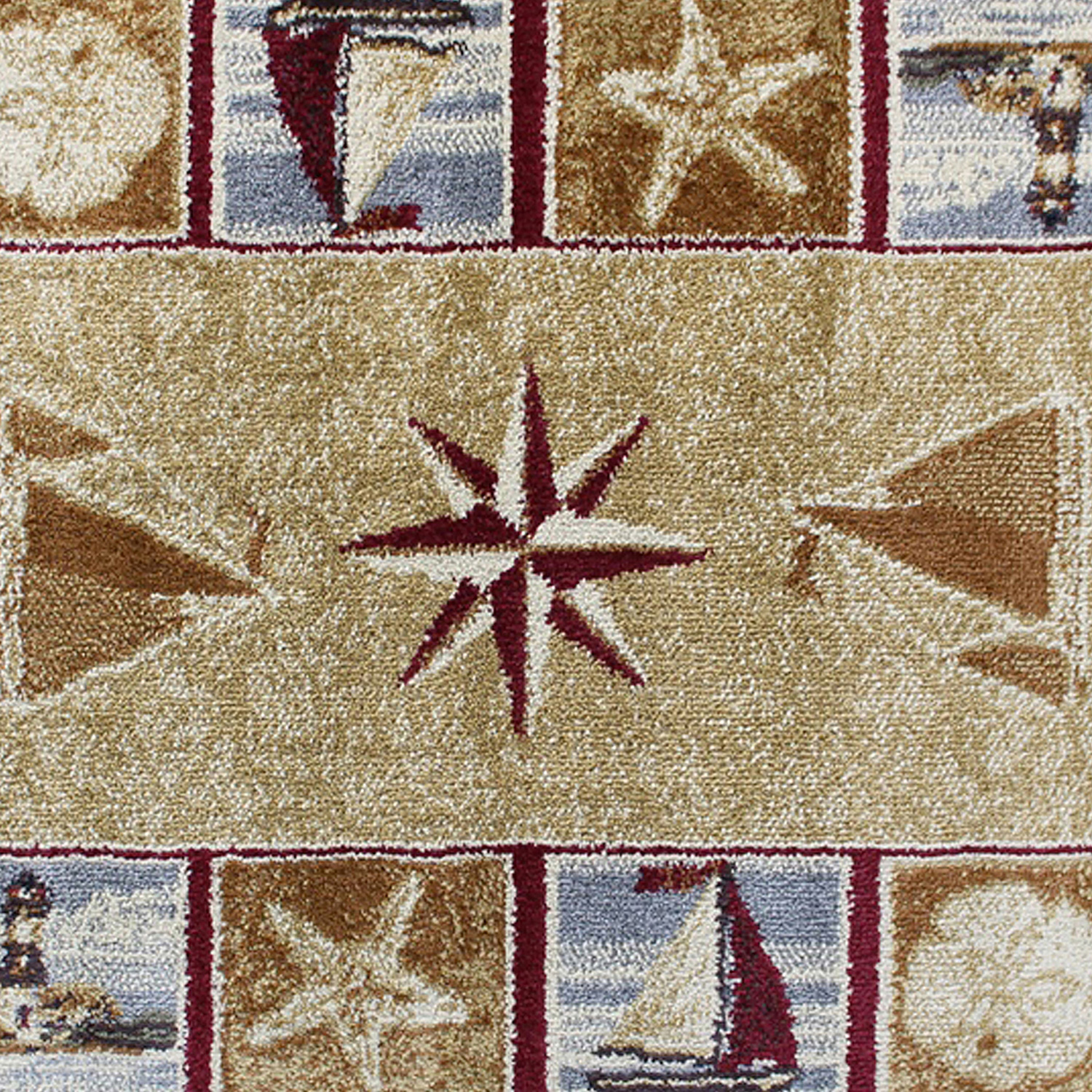 BLNK Inis Collection Nautical Area Rug with Jute Backing - Beige, 2'W x 3'L