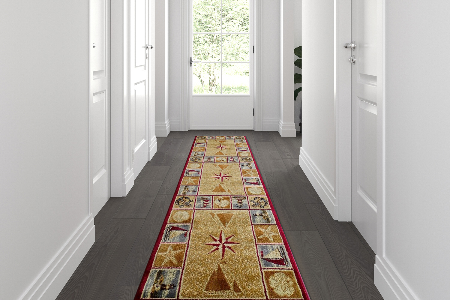 BLNK - Inis Collection Nautical Area Rug with Jute Backing