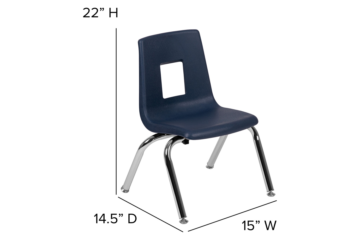 BLNK Mickey Advantage Student Stack School Chair - Navy, 12"H