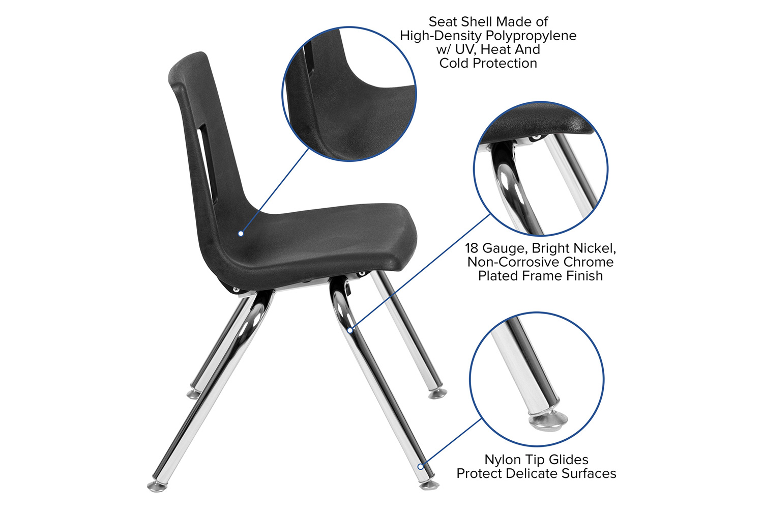 BLNK Mickey Advantage Student Stack School Chair - Black, 14"H