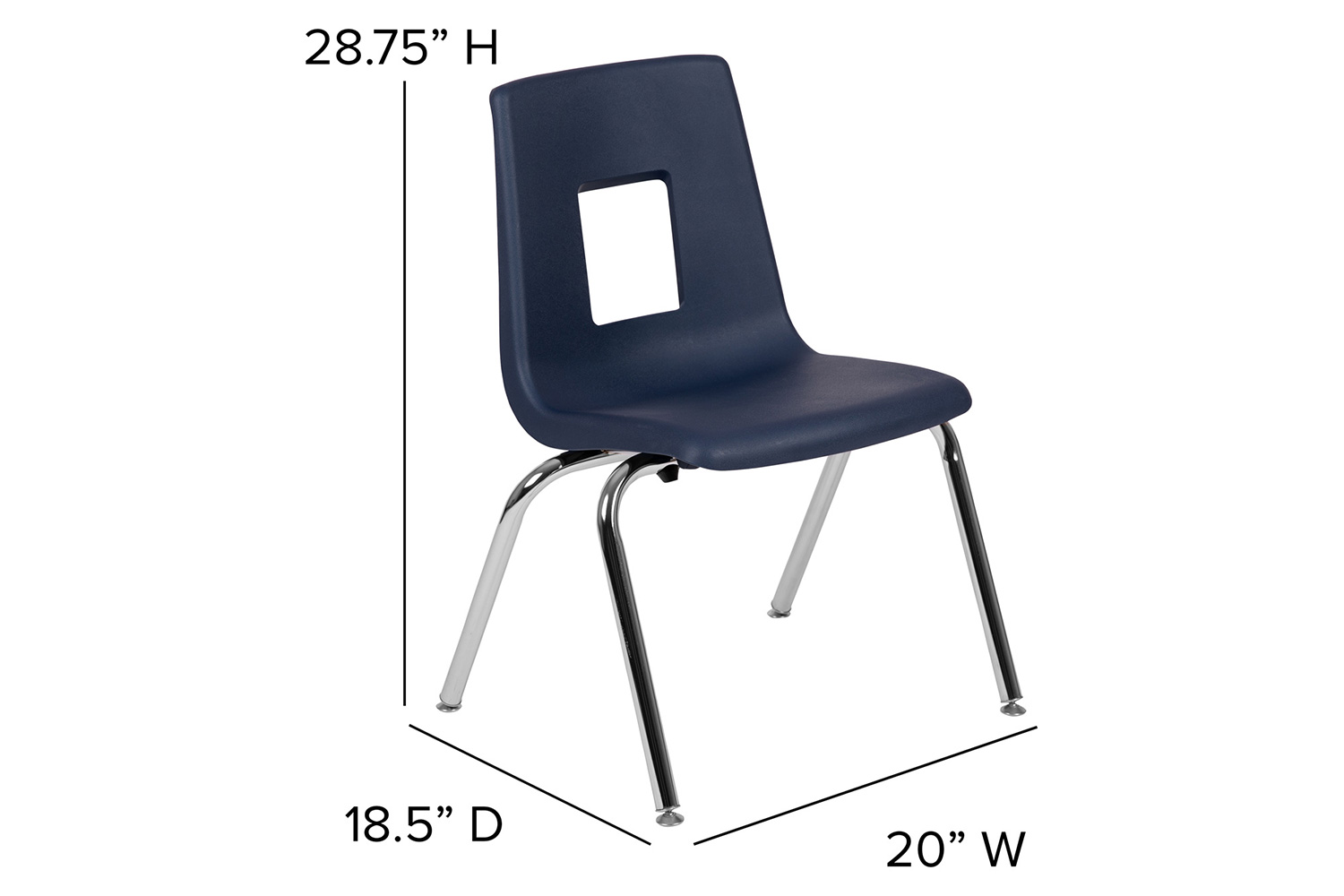 BLNK Mickey Advantage Student Stack School Chair - Navy, 16"H