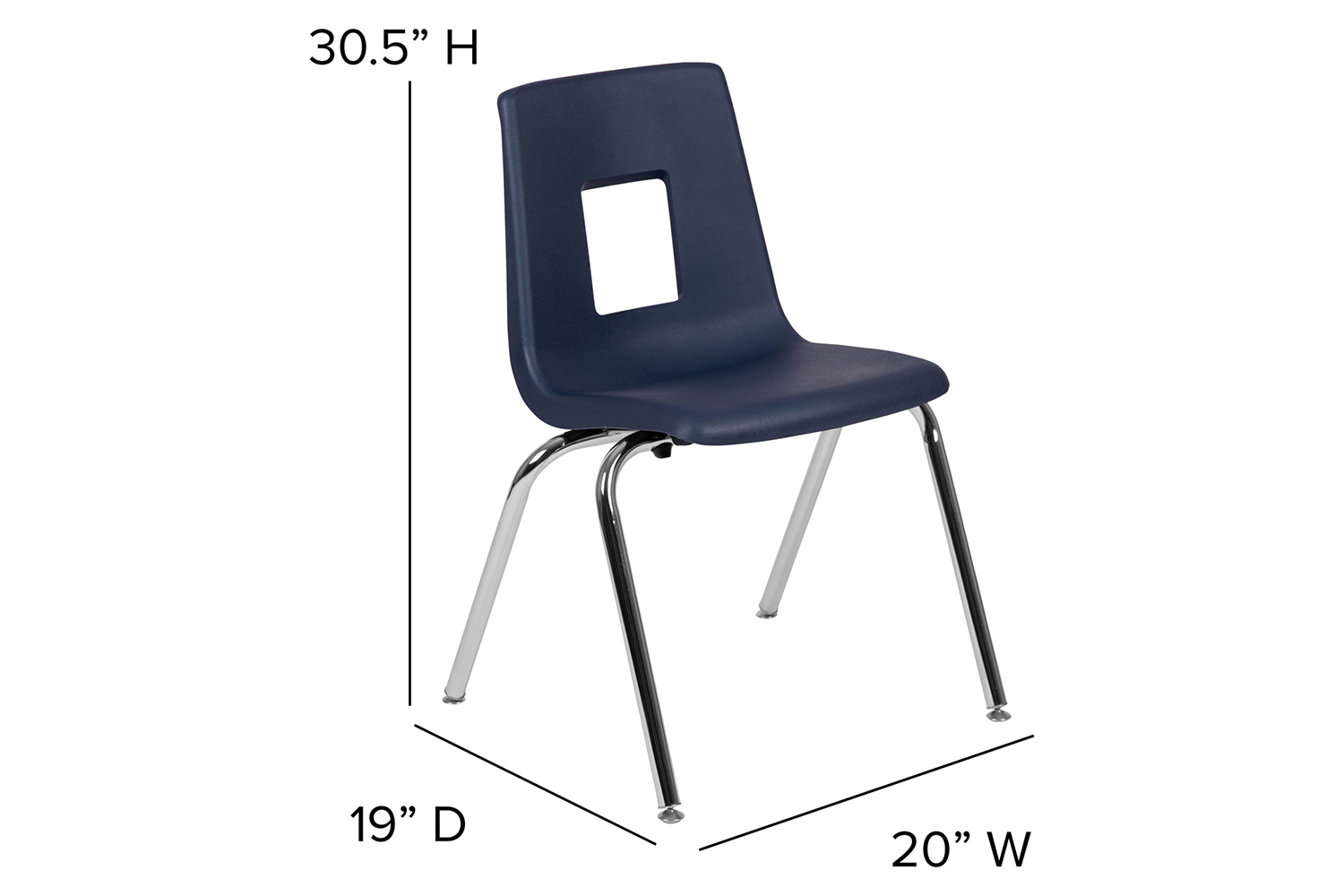 BLNK Mickey Advantage Student Stack School Chair - Navy, 18"H
