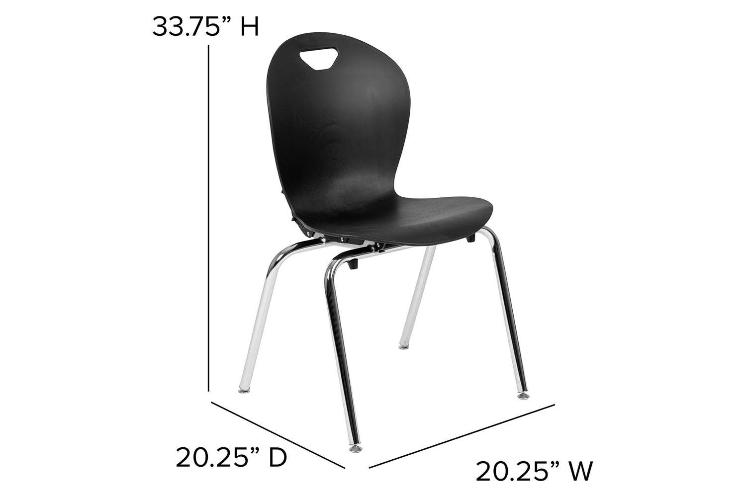 BLNK Mickey Advantage Student Stack School Chair - Titan Black, 18"H