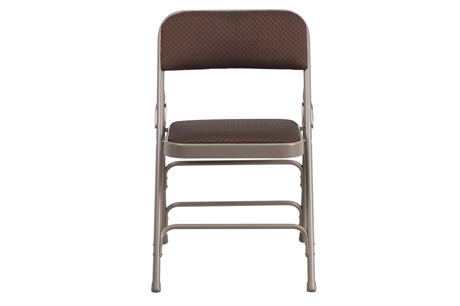 BLNK HERCULES Series Fabric Curved Triple Braced and Double Hinged Patterned Metal Folding Chair - Brown