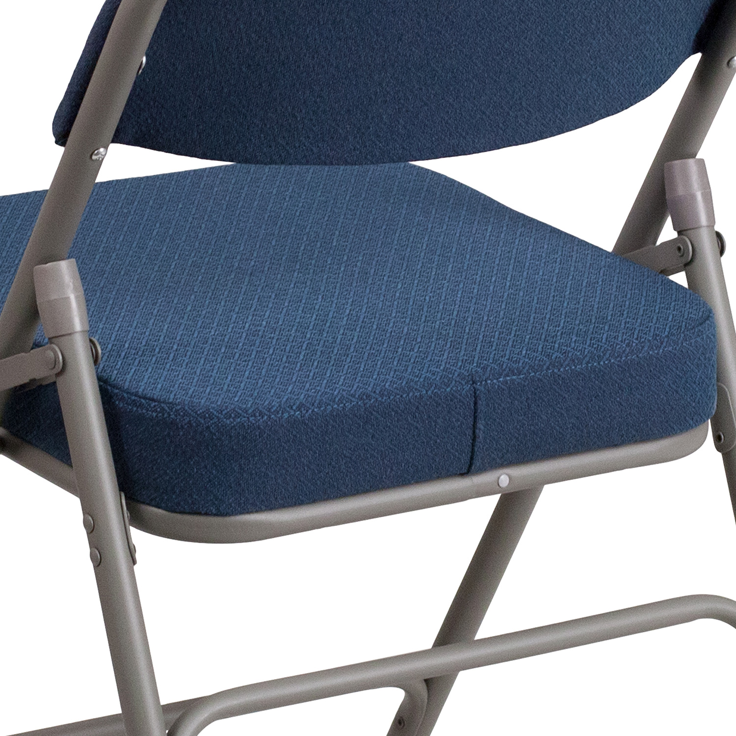 BLNK HERCULES Series Style 1 Fabric Premium Curved Triple Braced and Double Hinged Metal Folding Chair - Navy