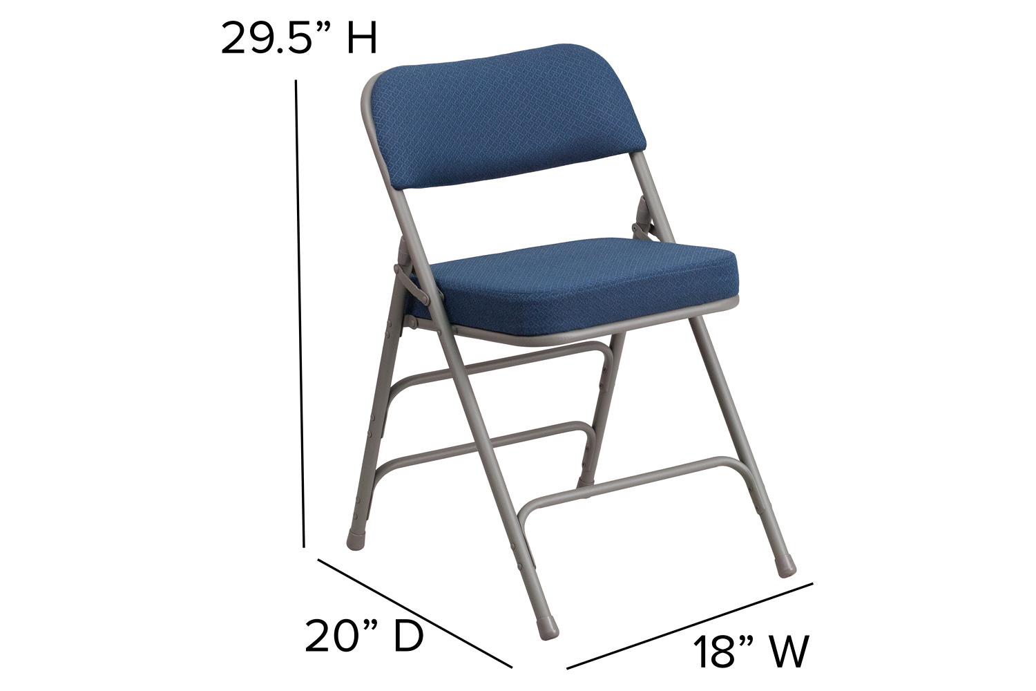 BLNK HERCULES Series Style 1 Fabric Premium Curved Triple Braced and Double Hinged Metal Folding Chair - Navy