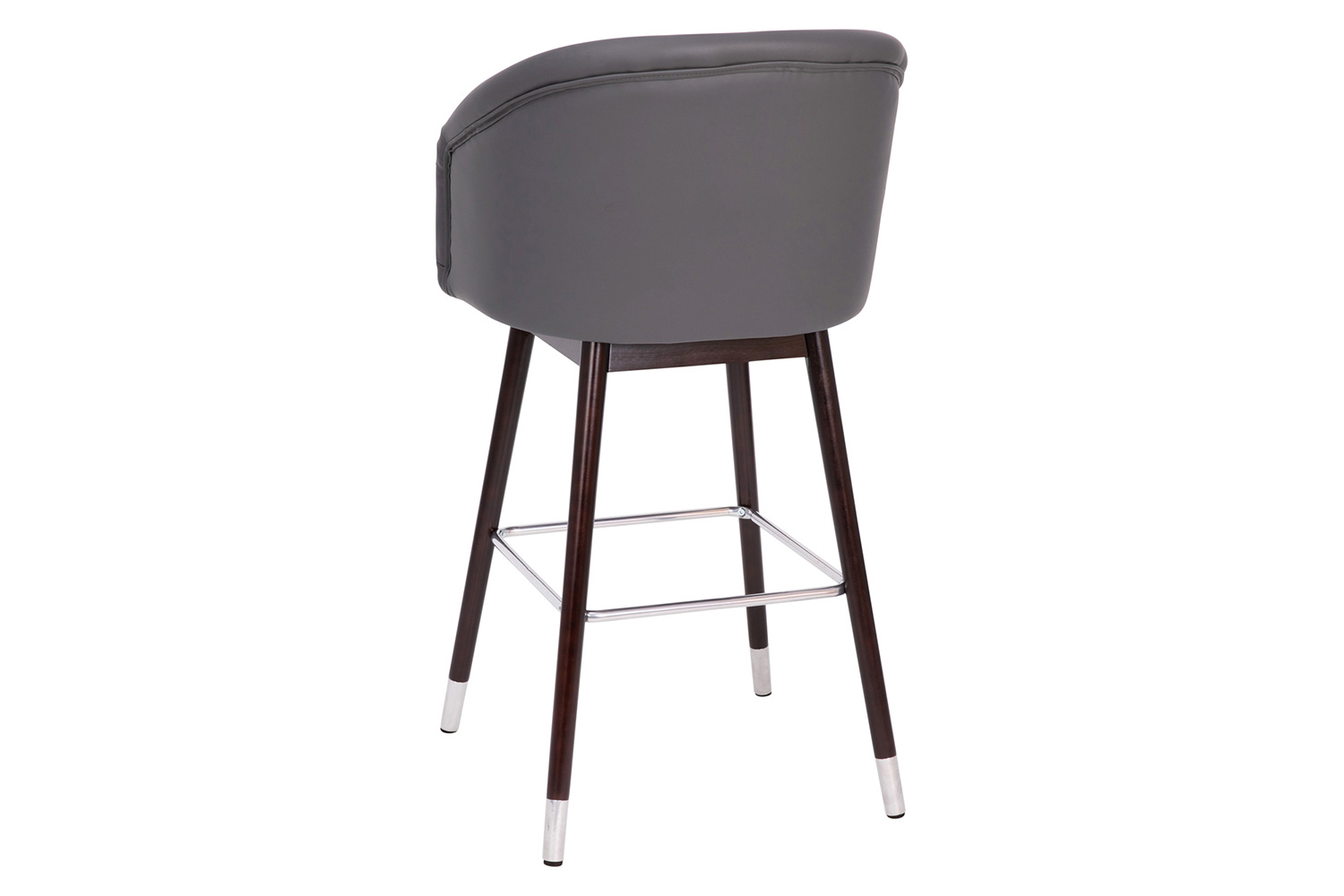 BLNK - Margo Commercial LeatherSoft Mid-Back Modern Bar Stool with Walnut Finish Beechwood Legs and Curved Back with Silver Accents
