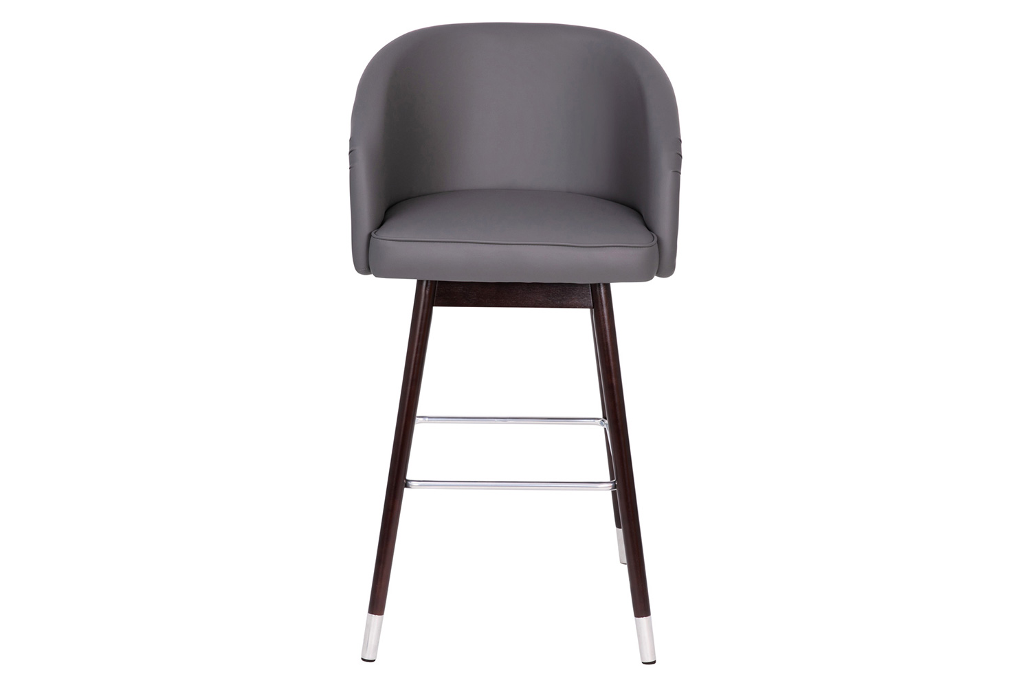 BLNK - Margo Commercial LeatherSoft Mid-Back Modern Bar Stool with Walnut Finish Beechwood Legs and Curved Back with Silver Accents