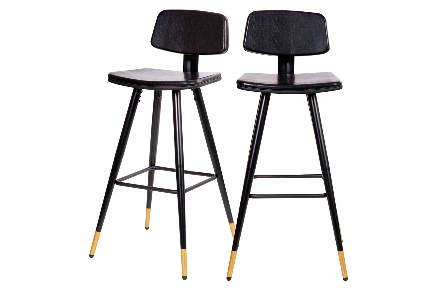 BLNK Kora Commercial LeatherSoft Low Back Bar Stools Set of 2 - Black