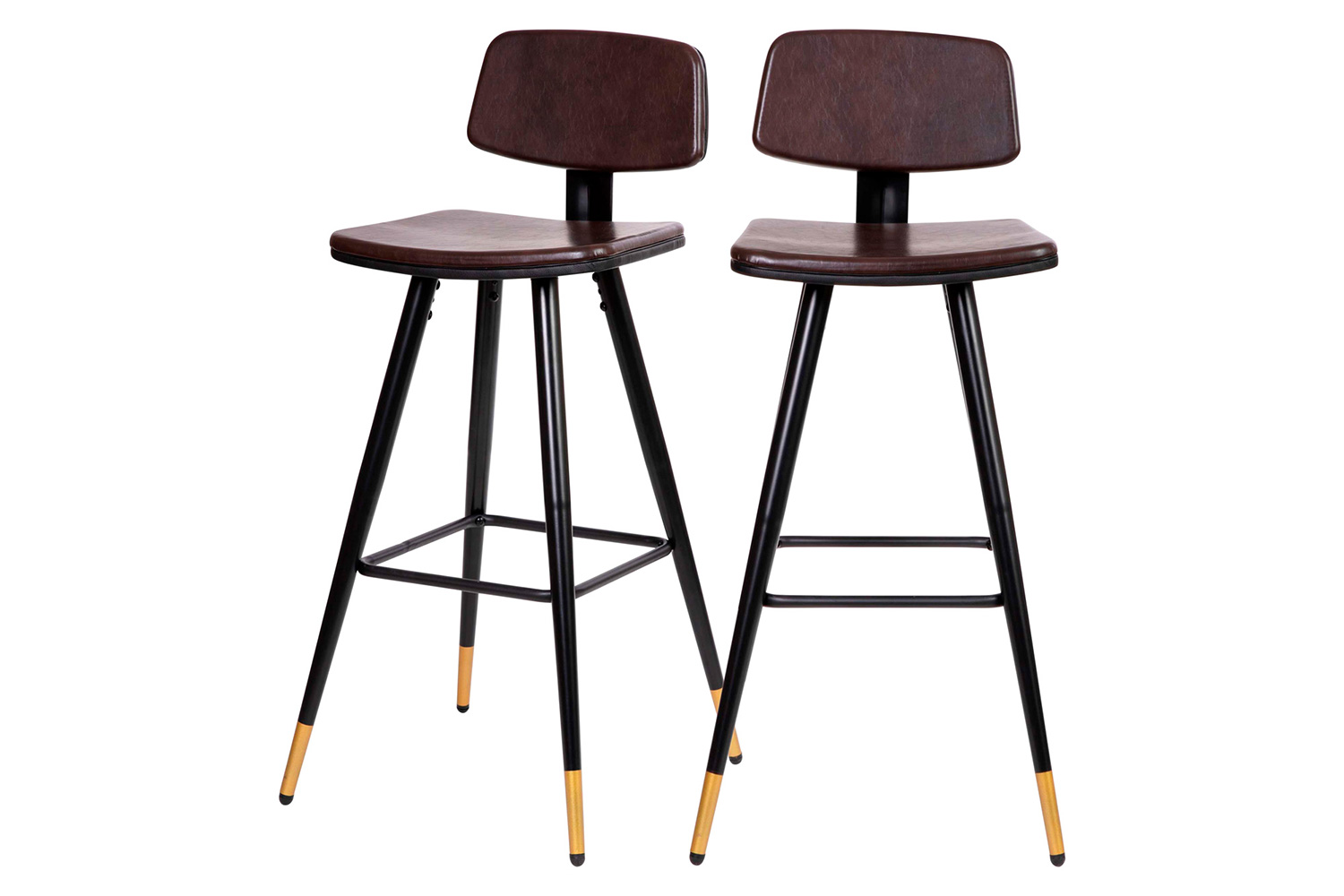 BLNK Kora Commercial LeatherSoft Low Back Bar Stools Set of 2 - Brown